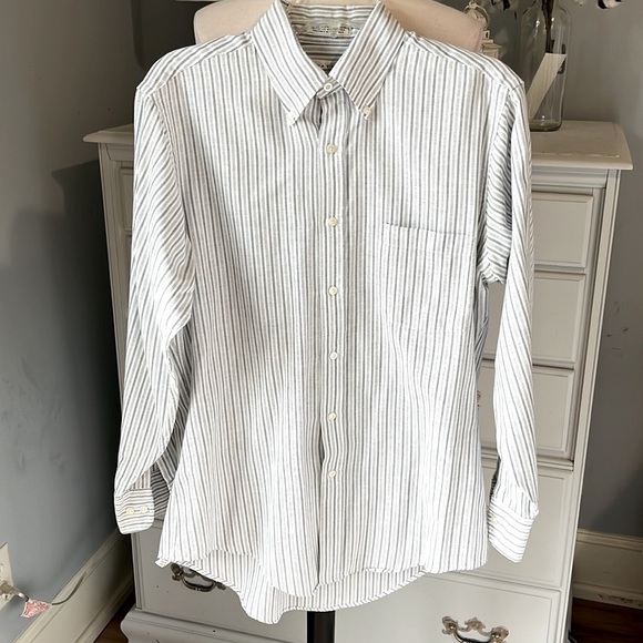 Private Club Button Down Front Gray White Stripe Mens 15.5 32/33 Shirt - Picture 10 of 10